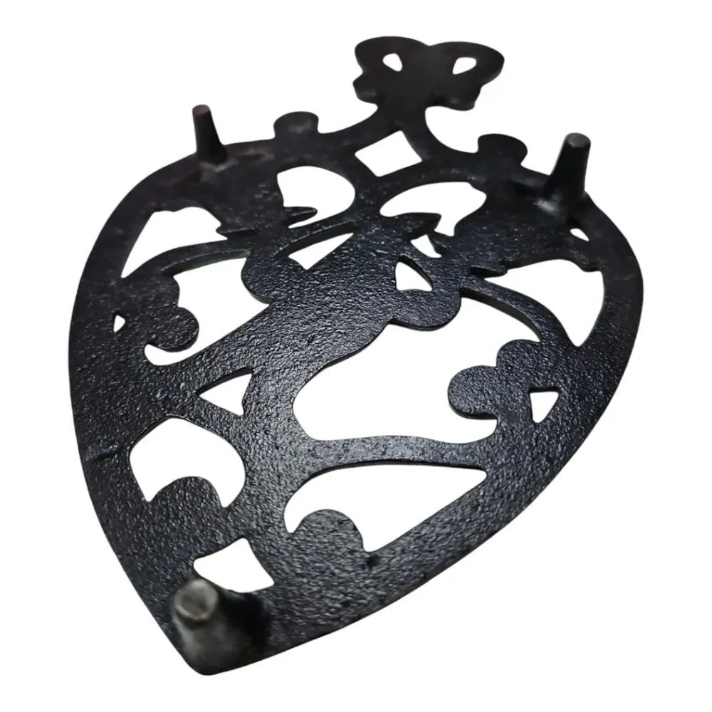 Vintage Cast Iron Trivet Noble Pennsylvania Dutch Folk Art Design